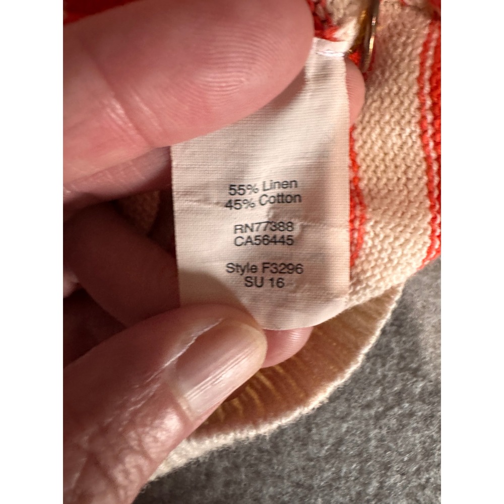 J.Crew Women's Linen Cotton Red Stripe Sweater Button Shoulder Size S - Picture 3 of 7